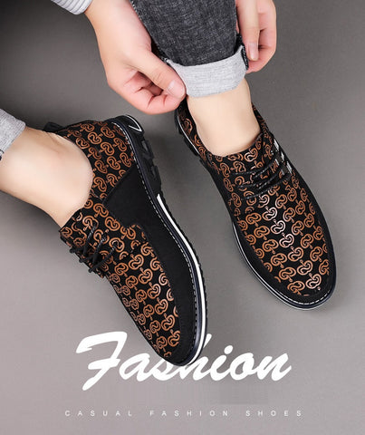 Image of Men's Leather Casual Shoes Fashion Loafers Moccasins Breathable Slip On Driving Lace-Up Patchwork-FrenzyAfricanFashion.com