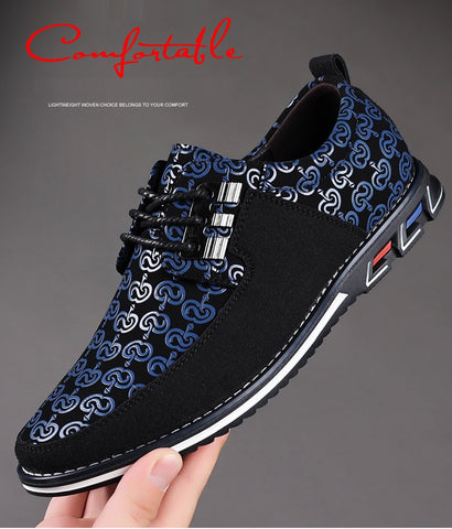 Image of Men's Leather Casual Shoes Fashion Loafers Moccasins Breathable Slip On Driving Lace-Up Patchwork-FrenzyAfricanFashion.com