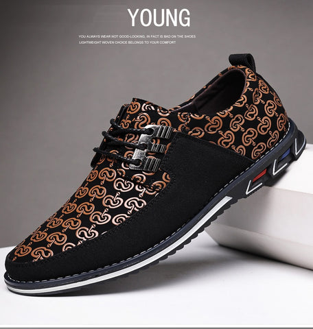Image of Men's Leather Casual Shoes Fashion Loafers Moccasins Breathable Slip On Driving Lace-Up Patchwork-FrenzyAfricanFashion.com