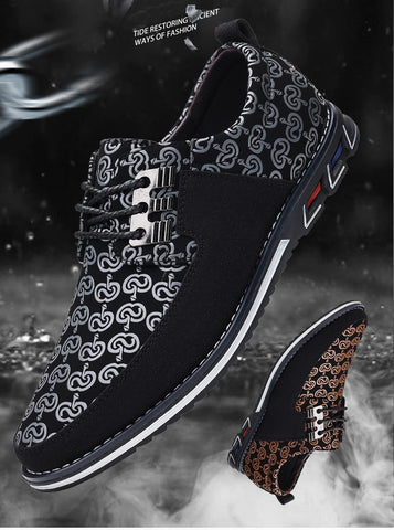 Image of Men's Leather Casual Shoes Fashion Loafers Moccasins Breathable Slip On Driving Lace-Up Patchwork-FrenzyAfricanFashion.com