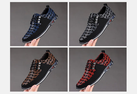 Image of Men's Leather Casual Shoes Fashion Loafers Moccasins Breathable Slip On Driving Lace-Up Patchwork-FrenzyAfricanFashion.com