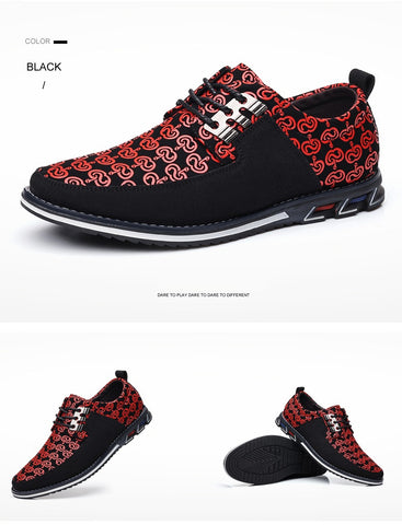 Image of Men's Leather Casual Shoes Fashion Loafers Moccasins Breathable Slip On Driving Lace-Up Patchwork-FrenzyAfricanFashion.com