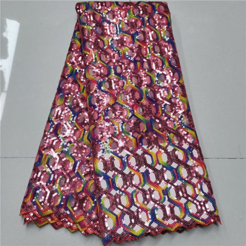 Image of French Sequins Net Lace Fabric Organza Nigerian Lace-FrenzyAfricanFashion.com