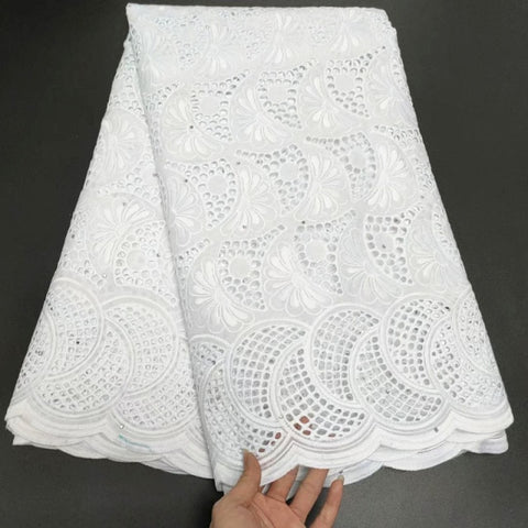 Image of White Cotton Fabric Swiss Voile Lace-FrenzyAfricanFashion.com