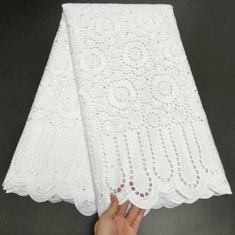 Image of White Cotton Fabric Swiss Voile Lace-FrenzyAfricanFashion.com