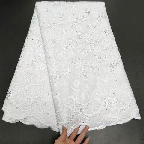 Image of White Cotton Fabric Swiss Voile Lace-FrenzyAfricanFashion.com