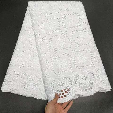 Image of White Cotton Fabric Swiss Voile Lace-FrenzyAfricanFashion.com