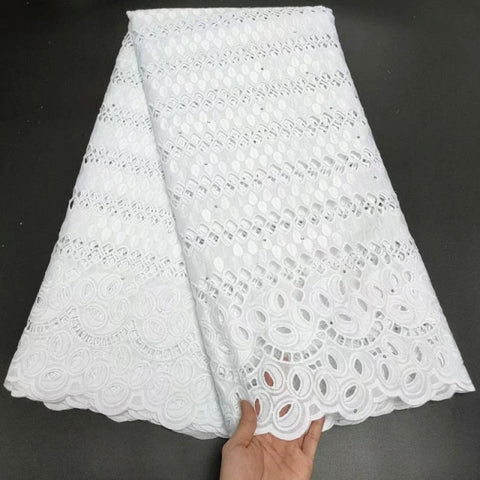 Image of White Cotton Fabric Swiss Voile Lace-FrenzyAfricanFashion.com