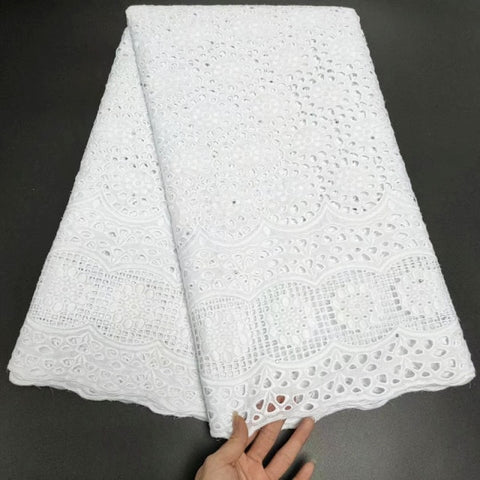 Image of White Cotton Fabric Swiss Voile Lace-FrenzyAfricanFashion.com