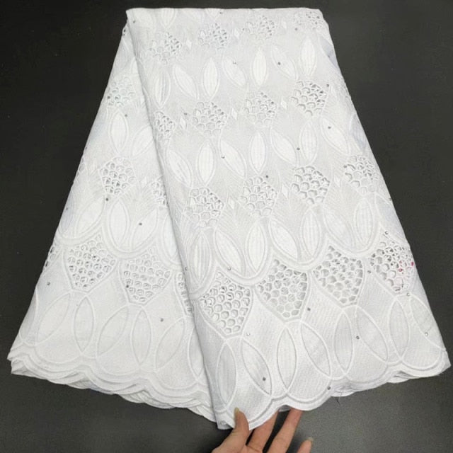 White Cotton Fabric Swiss Voile Lace-FrenzyAfricanFashion.com