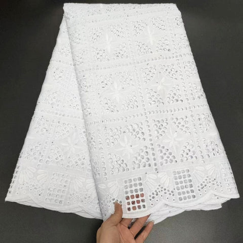 Image of White Cotton Fabric Swiss Voile Lace-FrenzyAfricanFashion.com
