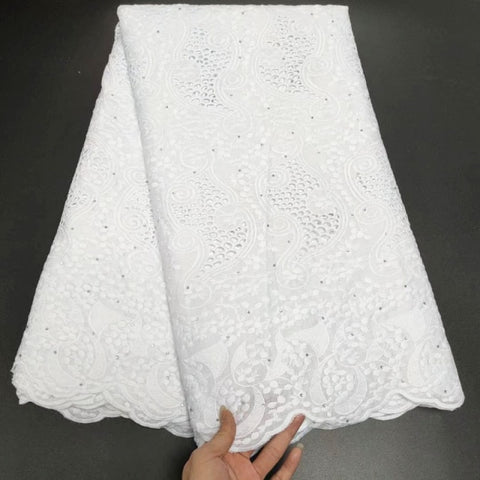 Image of White Cotton Fabric Swiss Voile Lace-FrenzyAfricanFashion.com