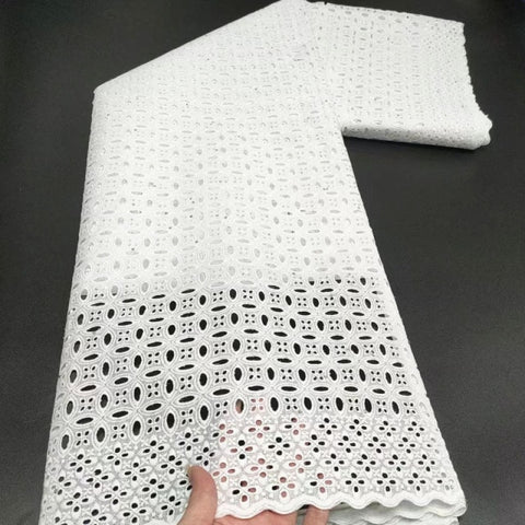Image of White Cotton Fabric Swiss Voile Lace-FrenzyAfricanFashion.com