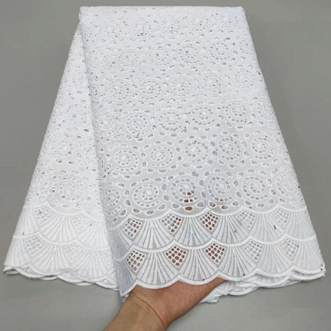 Image of White Cotton Fabric Swiss Voile Lace-FrenzyAfricanFashion.com