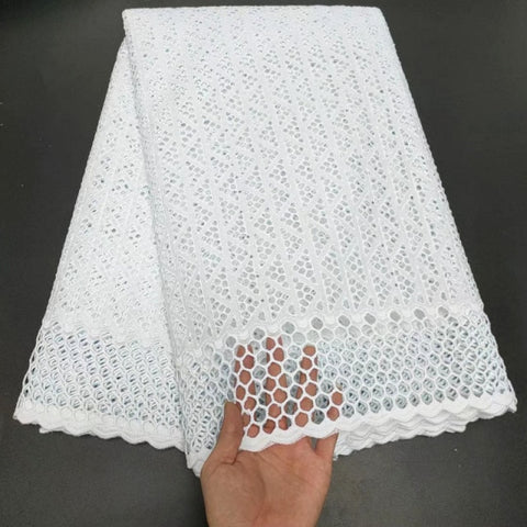 Image of White Cotton Fabric Swiss Voile Lace-FrenzyAfricanFashion.com
