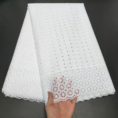 Image of White Cotton Fabric Swiss Voile Lace-FrenzyAfricanFashion.com
