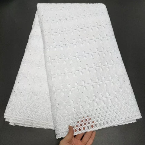 Image of White Cotton Fabric Swiss Voile Lace-FrenzyAfricanFashion.com