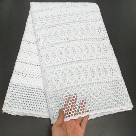 Image of White Cotton Fabric Swiss Voile Lace-FrenzyAfricanFashion.com
