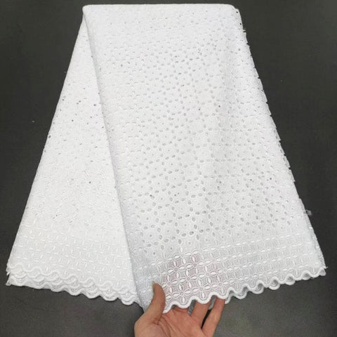 Image of White Cotton Fabric Swiss Voile Lace-FrenzyAfricanFashion.com