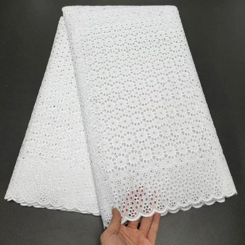 Image of White Cotton Fabric Swiss Voile Lace-FrenzyAfricanFashion.com