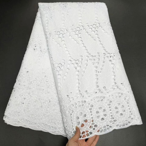 Image of White Cotton Fabric Swiss Voile Lace-FrenzyAfricanFashion.com