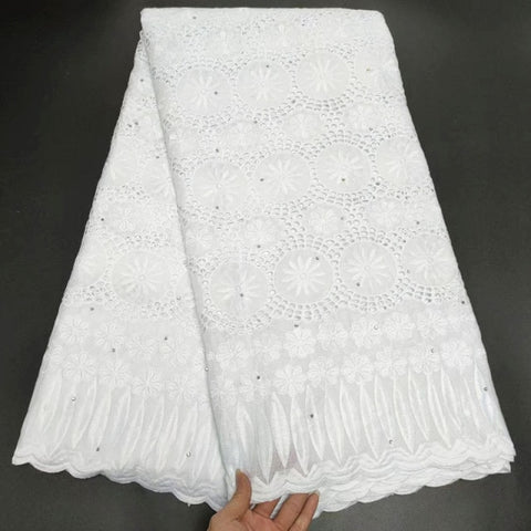 Image of White Cotton Fabric Swiss Voile Lace-FrenzyAfricanFashion.com