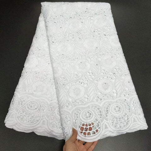 Image of White Cotton Fabric Swiss Voile Lace-FrenzyAfricanFashion.com
