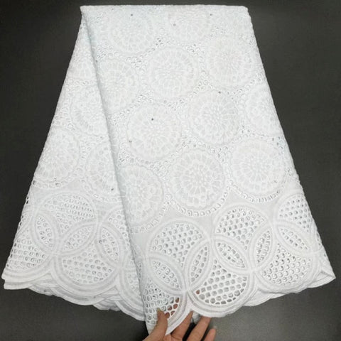 Image of White Cotton Fabric Swiss Voile Lace-FrenzyAfricanFashion.com