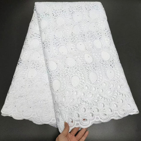 Image of White Cotton Fabric Swiss Voile Lace-FrenzyAfricanFashion.com