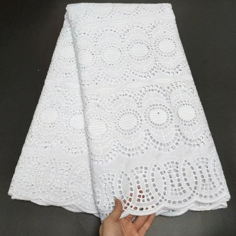 Image of White Cotton Fabric Swiss Voile Lace-FrenzyAfricanFashion.com