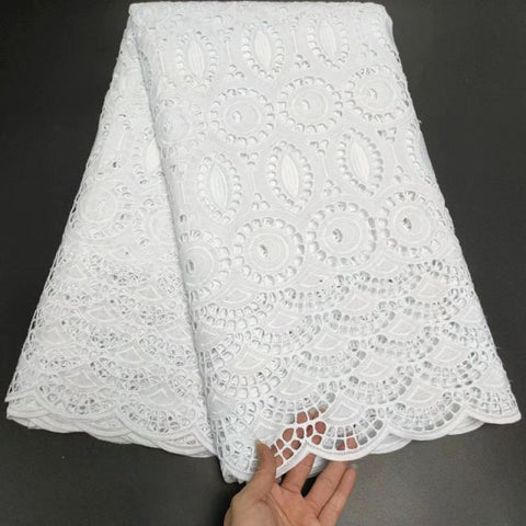 Image of White Cotton Fabric Swiss Voile Lace-FrenzyAfricanFashion.com