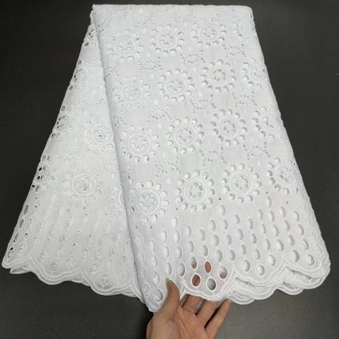 Image of White Cotton Fabric Swiss Voile Lace-FrenzyAfricanFashion.com