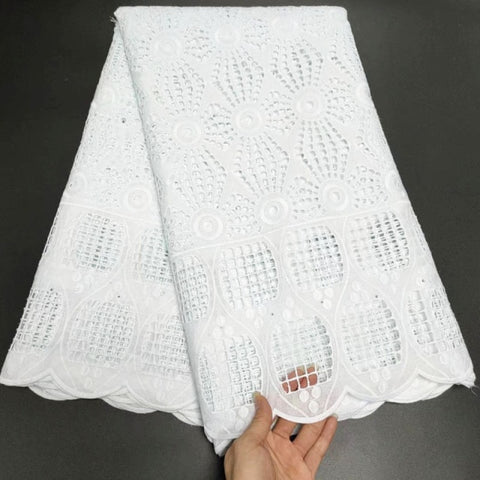 Image of White Cotton Fabric Swiss Voile Lace-FrenzyAfricanFashion.com
