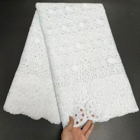 Image of White Cotton Fabric Swiss Voile Lace-FrenzyAfricanFashion.com