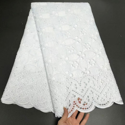 Image of White Cotton Fabric Swiss Voile Lace-FrenzyAfricanFashion.com