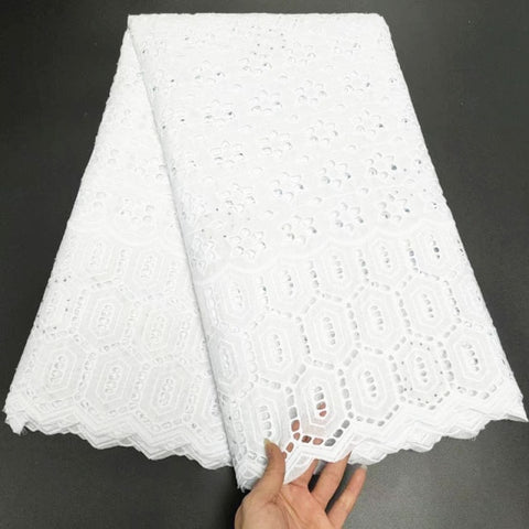 Image of White Cotton Fabric Swiss Voile Lace-FrenzyAfricanFashion.com
