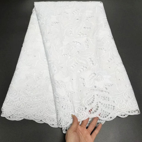 Image of White Cotton Fabric Swiss Voile Lace-FrenzyAfricanFashion.com