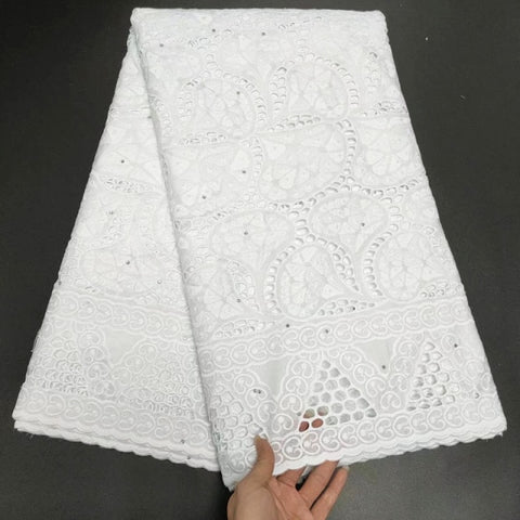 Image of White Cotton Fabric Swiss Voile Lace-FrenzyAfricanFashion.com