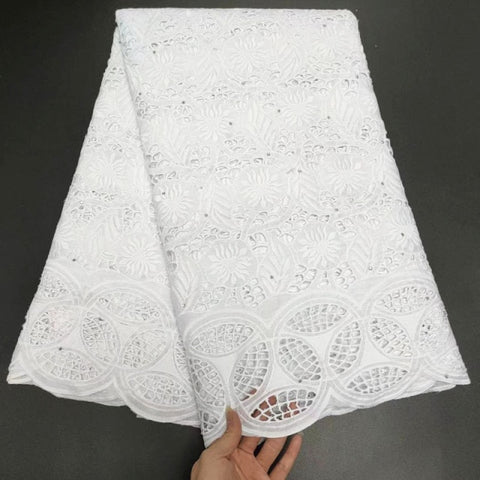 Image of White Cotton Fabric Swiss Voile Lace-FrenzyAfricanFashion.com