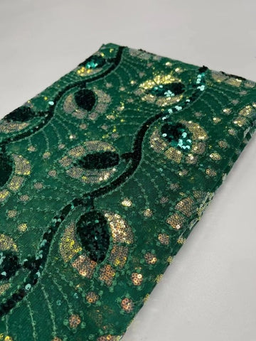 Image of Sequins French Mesh Lace Fabric Embroidery African Tulle Lace Fabric Nigeria Wedding Party-FrenzyAfricanFashion.com