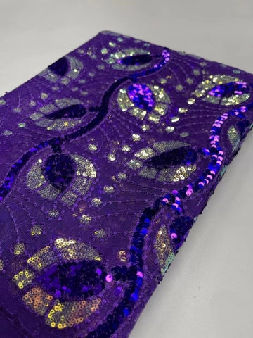 Image of Sequins French Mesh Lace Fabric Embroidery African Tulle Lace Fabric Nigeria Wedding Party-FrenzyAfricanFashion.com