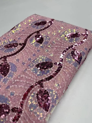 Image of Sequins French Mesh Lace Fabric Embroidery African Tulle Lace Fabric Nigeria Wedding Party-FrenzyAfricanFashion.com