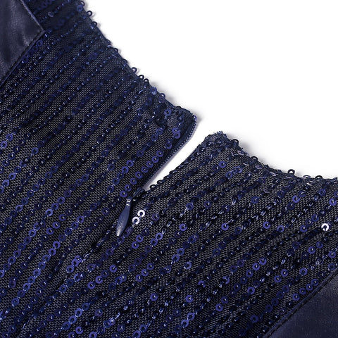 Image of Sequin Dress Ruffle Short Sleeve Evening Party Long Dress-FrenzyAfricanFashion.com