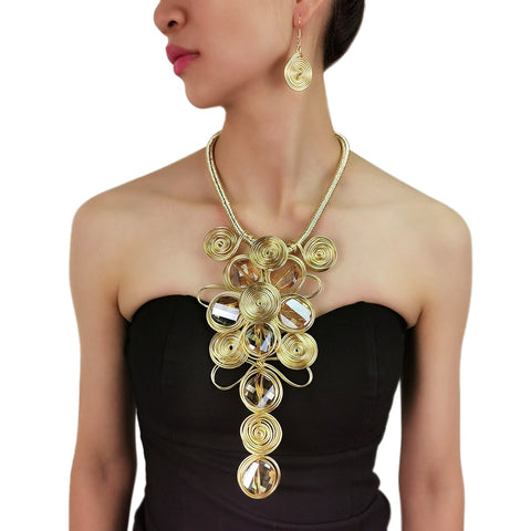 Image of African Necklace Women Choker Statement Vintage Jewelry Sets-FrenzyAfricanFashion.com