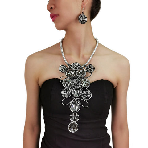 Image of African Necklace Women Choker Statement Vintage Jewelry Sets-FrenzyAfricanFashion.com