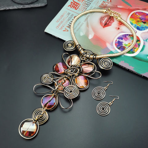 Image of African Necklace Women Choker Statement Vintage Jewelry Sets-FrenzyAfricanFashion.com