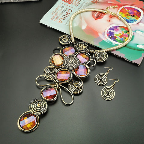Image of African Necklace Women Choker Statement Vintage Jewelry Sets-FrenzyAfricanFashion.com