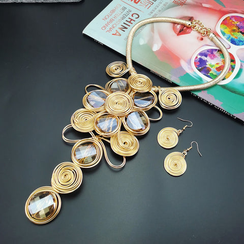 Image of African Necklace Women Choker Statement Vintage Jewelry Sets-FrenzyAfricanFashion.com