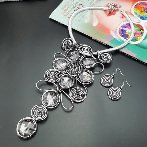 Image of African Necklace Women Choker Statement Vintage Jewelry Sets-FrenzyAfricanFashion.com