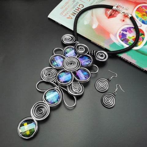 Image of African Necklace Women Choker Statement Vintage Jewelry Sets-FrenzyAfricanFashion.com